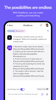 Descargar ChatSonic: Super ChatGPT App Trabajo para Android captura de pantalla 7