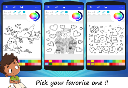 Descargar Romantic Love Coloring Book Arte y Diseño para Android captura de pantalla 2