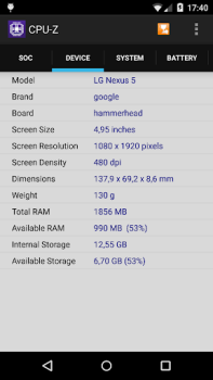 Descargar CPU-Z Herramientas para Android captura de pantalla 2