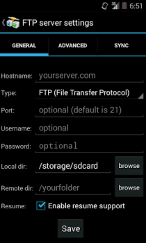 Descargar AndFTP es es un cliente FTP Herramientas para Android captura de pantalla 3