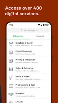 Descargar Fiverr - Servicios freelance Negocio para Android captura de pantalla 4