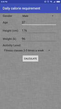 Descargar Daily calorie requirement Salud y estado fisico para Android captura de pantalla 3