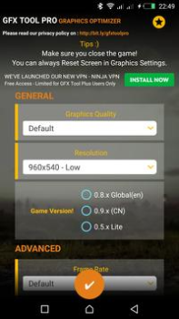 Descargar GFX Tool Pro for PU Battlegoun Herramientas para Android
