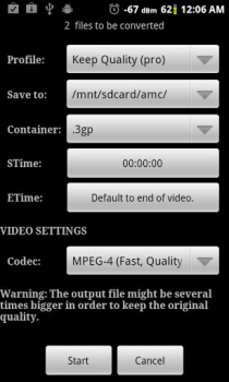 Descargar Video Converter Android Editores y reproductores de video para Android captura de pantalla 4